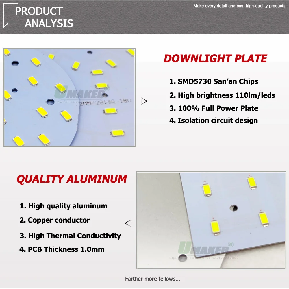 5/10Pcs LED PCB 6W 12W 18W LED Downlight Aluminum Plate Lighting Heatsink SMD5730 110lm/W Square Light Source For Panel Lamps