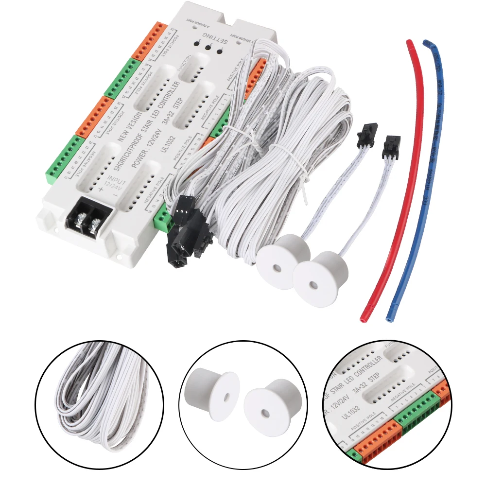 DC12V/24V Prevent Short Circuit Controller Ladder Night Light 32 Channels Stair LED Motion Sensor Light