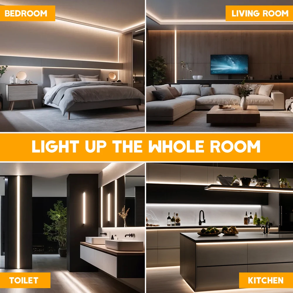 Dimmable Switch 220V COB LED Strip Neon Light Dimmer Power Kit Waterproof 3000K 4000K 6000K 288LED Kitchen Room Decor Flex Lamp