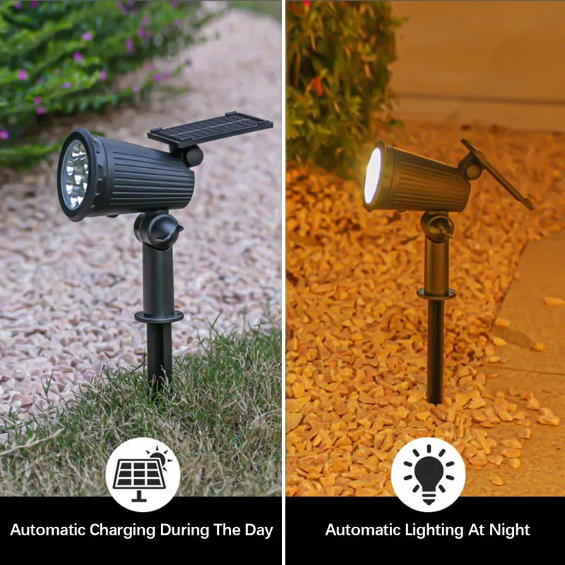 Solar LED Spotlight for Outdoor Garden Landscape Lighting Waterproof Solar Powered Spot Lights for Garden Lawn Yard Walkway