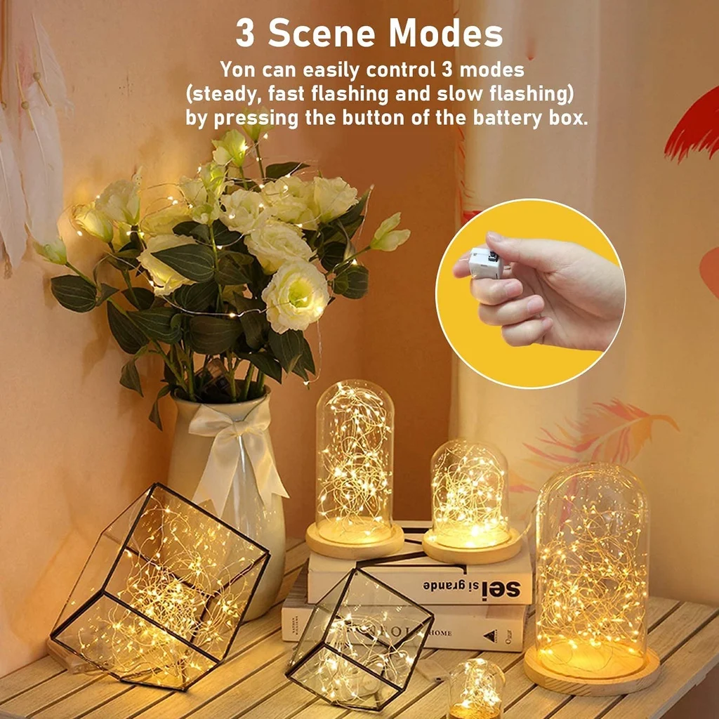 LED Fairy Lights Copper Wire String Lights Battery Powered Warm & Multicolor Mini Garland For Wedding Party Gift Box Decoration