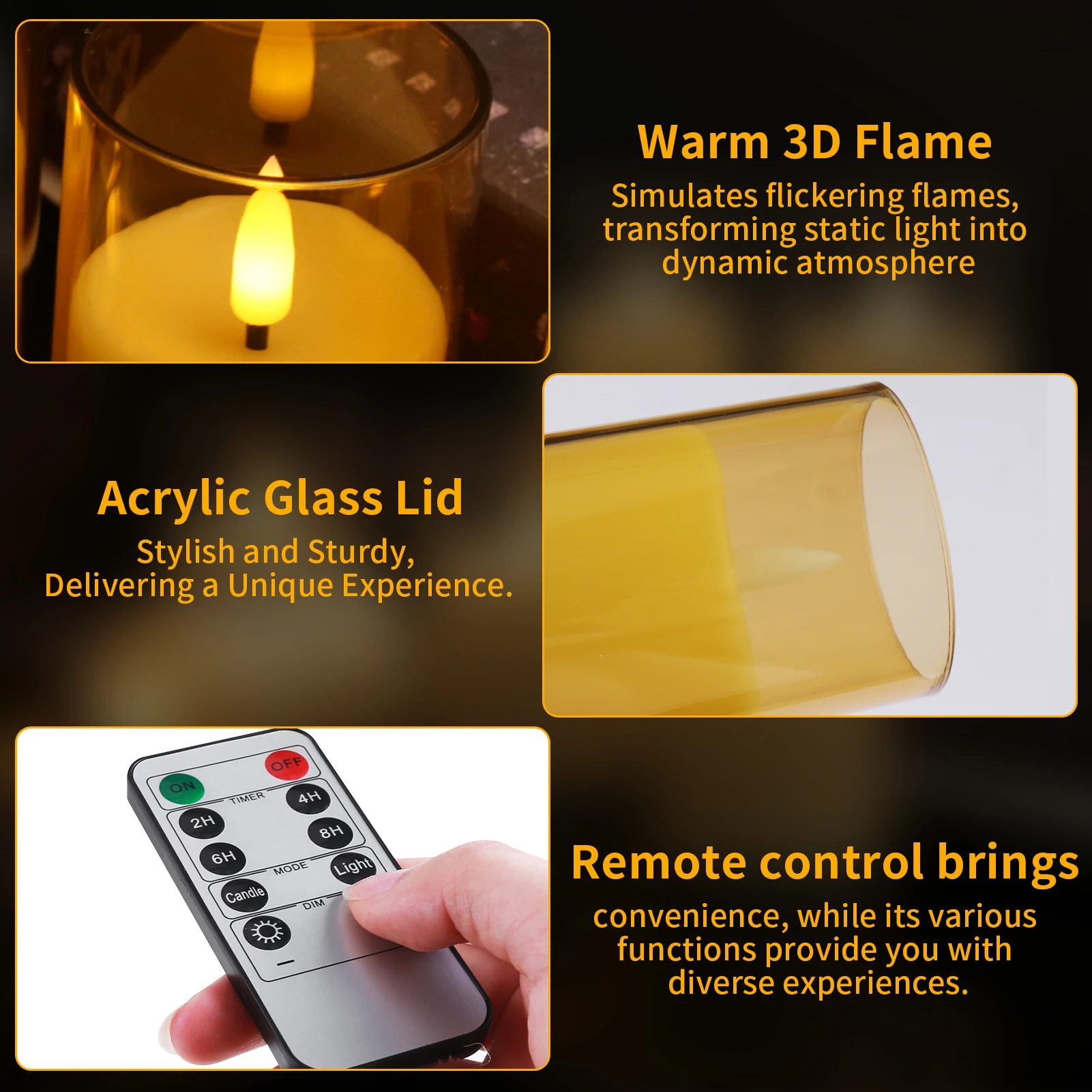 6/12/24Pcs Led Flameless Electric Candles Lamp Acrylic Glass Battery Flickering Fake Tealight Candle Bulk For Wedding Christmas