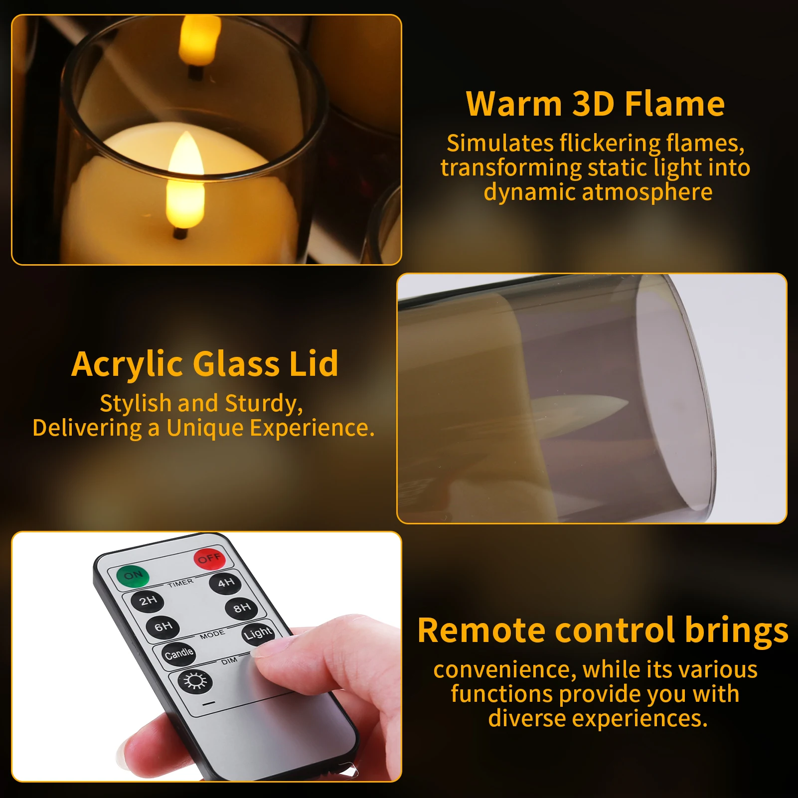 6/12/24Pcs Led Flameless Electric Candles Lamp Acrylic Glass Battery Flickering Fake Tealight Candle Bulk For Wedding Christmas