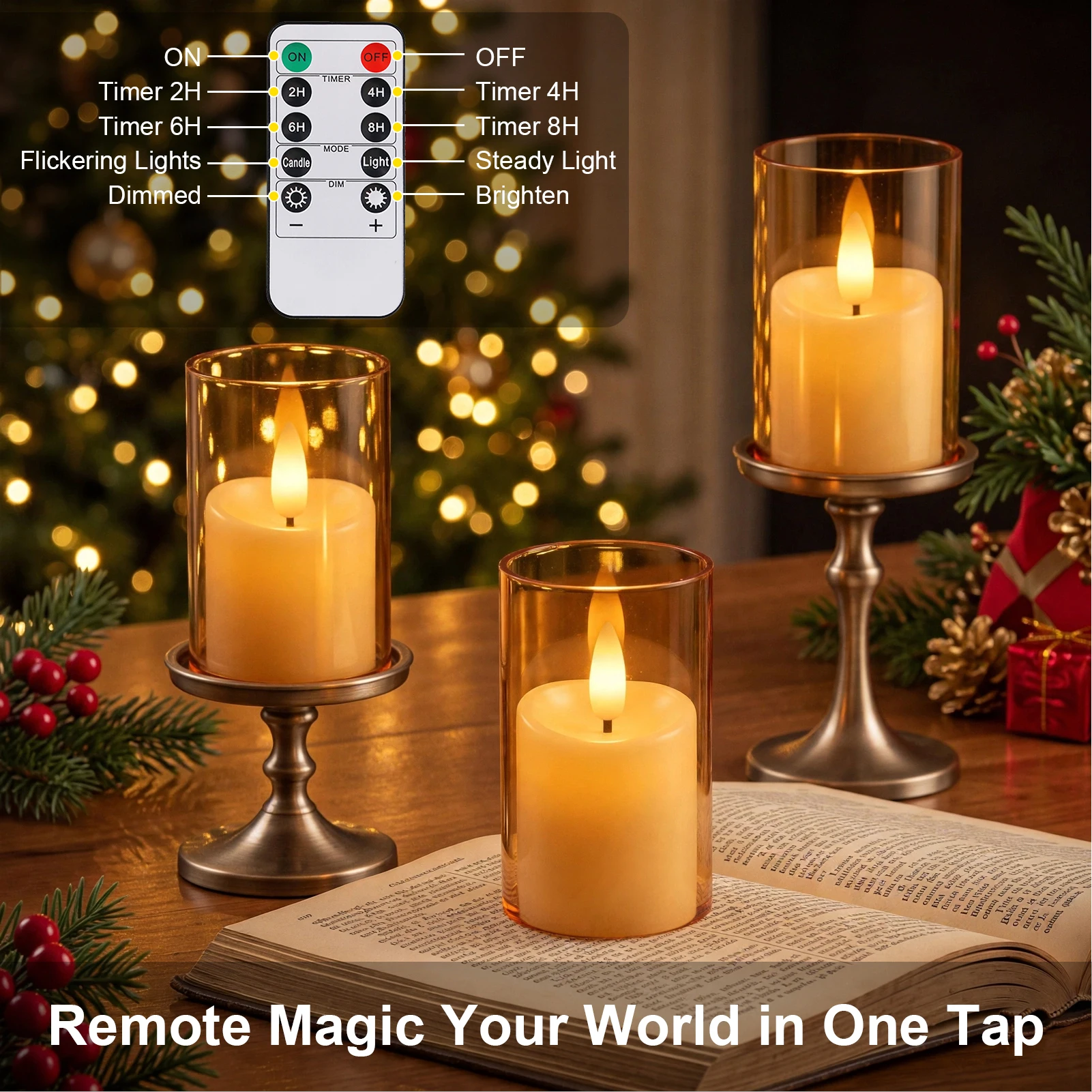 6/12/24Pcs Led Flameless Electric Candles Lamp Acrylic Glass Battery Flickering Fake Tealight Candle Bulk For Wedding Christmas