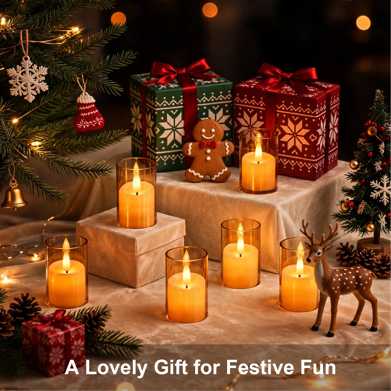 6/12/24Pcs Led Flameless Electric Candles Lamp Acrylic Glass Battery Flickering Fake Tealight Candle Bulk For Wedding Christmas