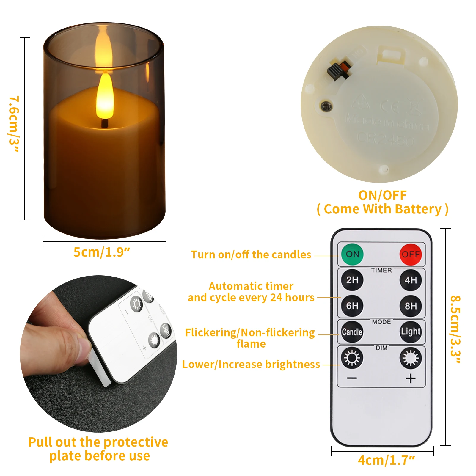 6/12/24Pcs Led Flameless Electric Candles Lamp Acrylic Glass Battery Flickering Fake Tealight Candle Bulk For Wedding Christmas