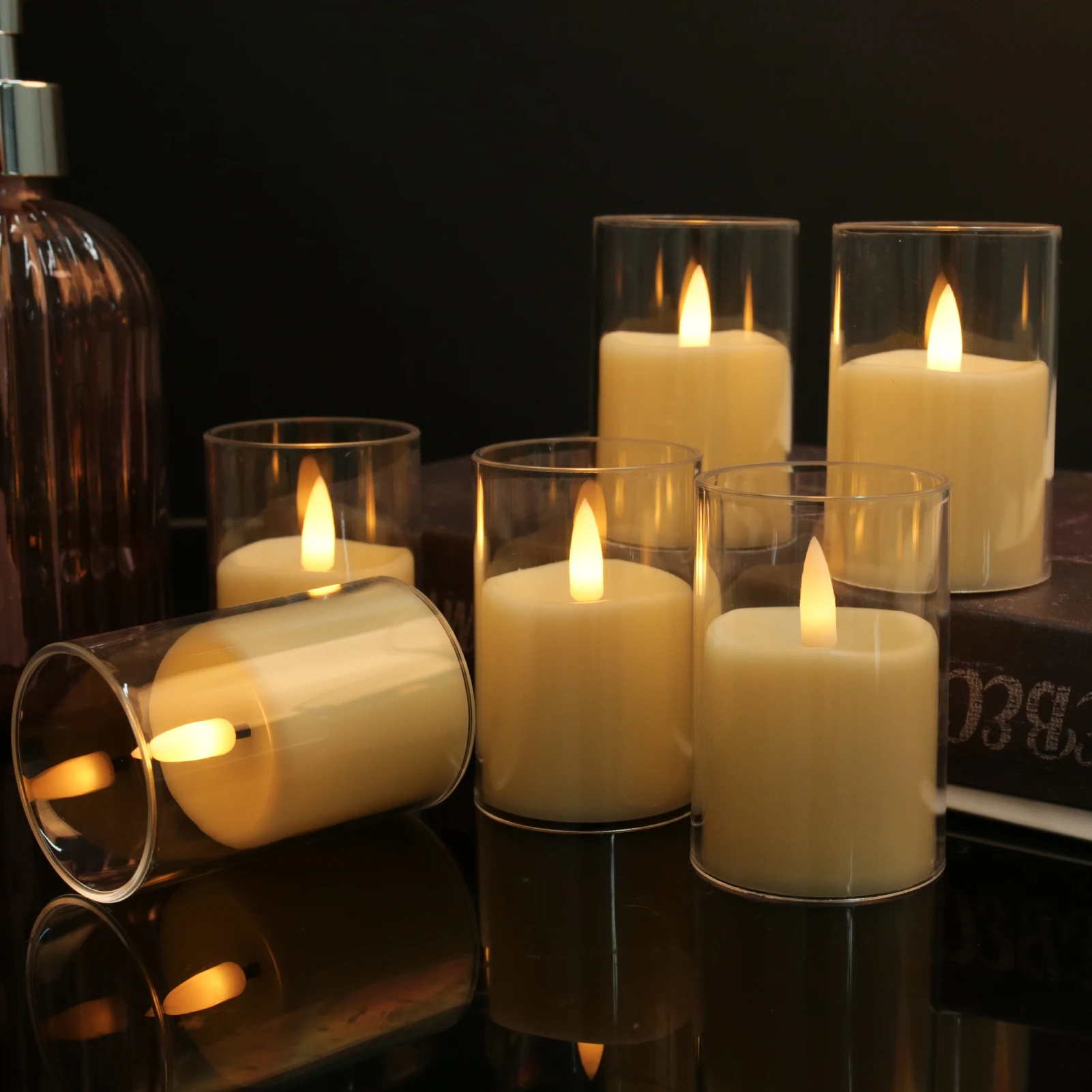 6/12/24Pcs Led Flameless Electric Candles Lamp Acrylic Glass Battery Flickering Fake Tealight Candle Bulk For Wedding Christmas