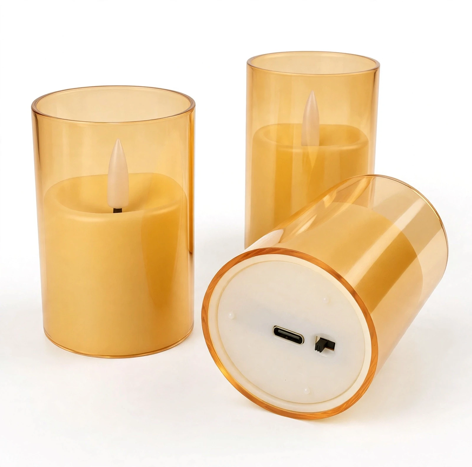 6/12/24Pcs Led Flameless Electric Candles Lamp Acrylic Glass Battery Flickering Fake Tealight Candle Bulk For Wedding Christmas