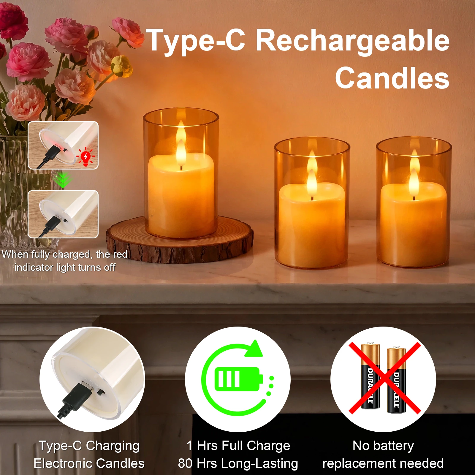 6/12/24Pcs Led Flameless Electric Candles Lamp Acrylic Glass Battery Flickering Fake Tealight Candle Bulk For Wedding Christmas
