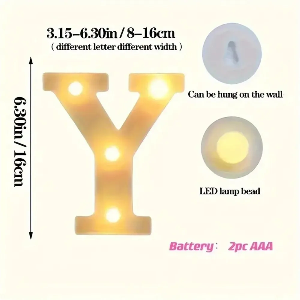 16CM LED Letter Lights,Battery Powered Alphabet Lamps For Bedroom,Birthday Party,Dining Table Decoration,Home Hanging Decor