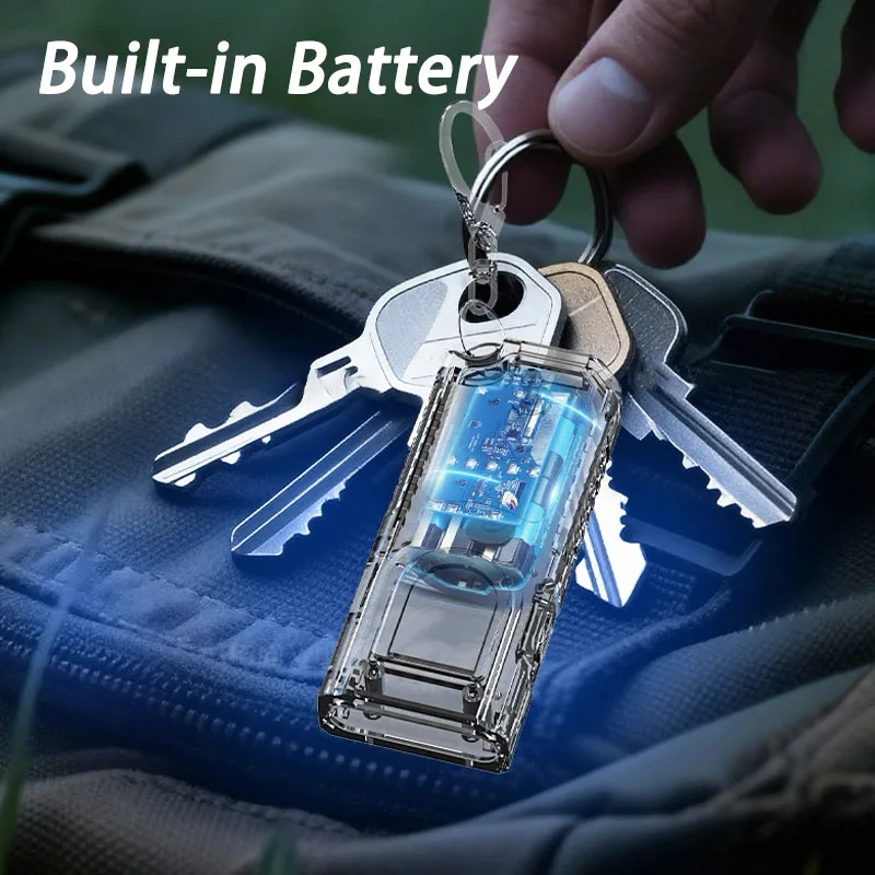 Multifunctional Mini COB LED Keychain Flashlight USB Rechargeable Hat Clip Lamp Work Light Keyring Camping Walking Pocket Lamp