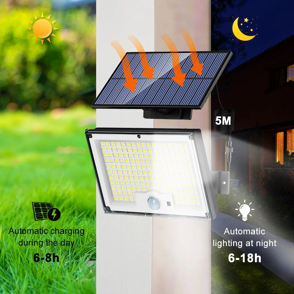 600W 344LED Outdoor Solar Lights Super Bright Motion Sensor Security Light Solar Flood Lamps For Wall Garage Courtyard Garden
