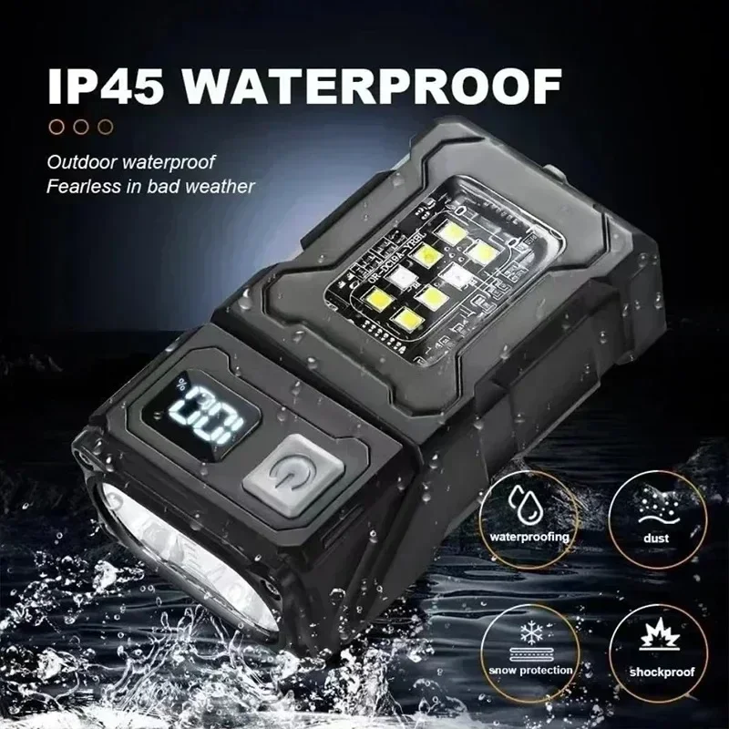 Multifunctional Ajustable Angle LED Flashlight Outdoors Mini Work Light Portable Magnet USB Rechargeable Camping Light