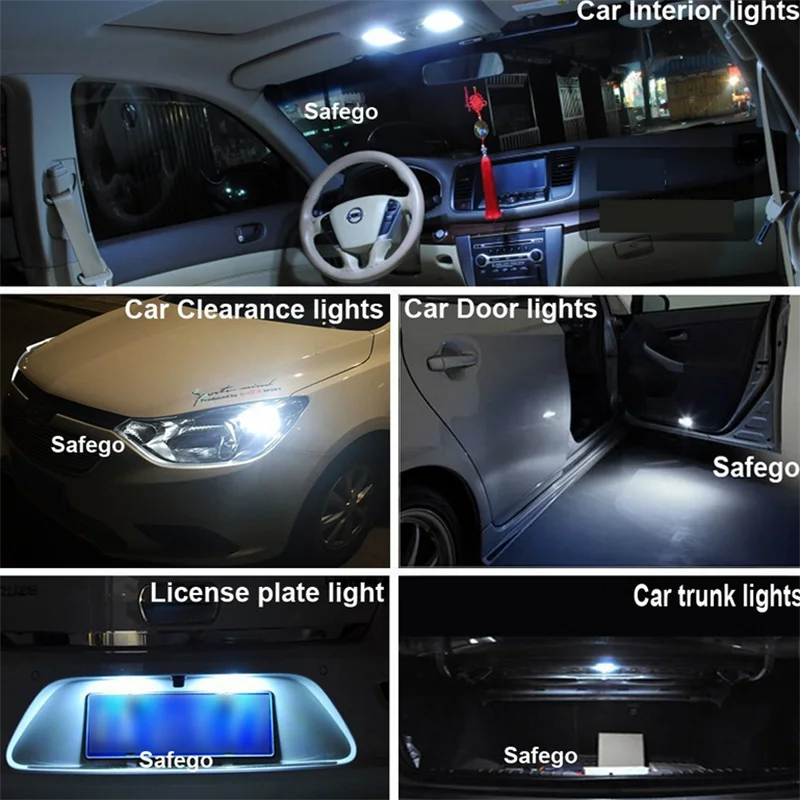 5/10/20PCS LED License Plate Light Bulb W5W T10 COB 4SMD Canbus Compatible White Auto Parking Clearance Lamp Bright Silica Wedge