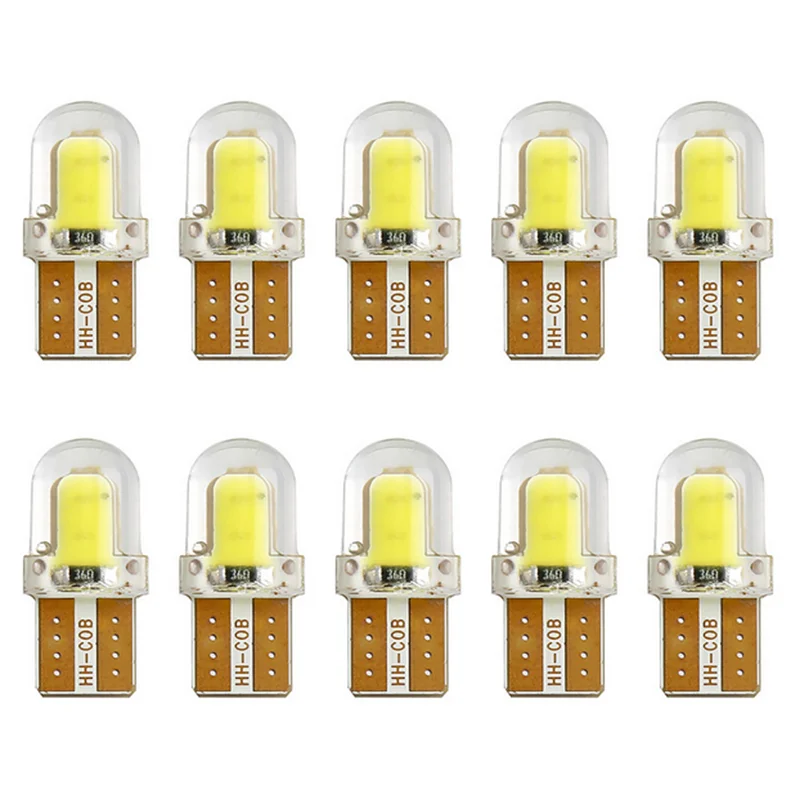 5/10/20PCS LED License Plate Light Bulb W5W T10 COB 4SMD Canbus Compatible White Auto Parking Clearance Lamp Bright Silica Wedge