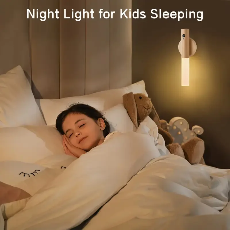 Smart Motion Sensor Night Light LED Rechargeable Magnetic Wall Lamp Portable for Hallway Bedroom Stairs Bathroom Cabinets Decor