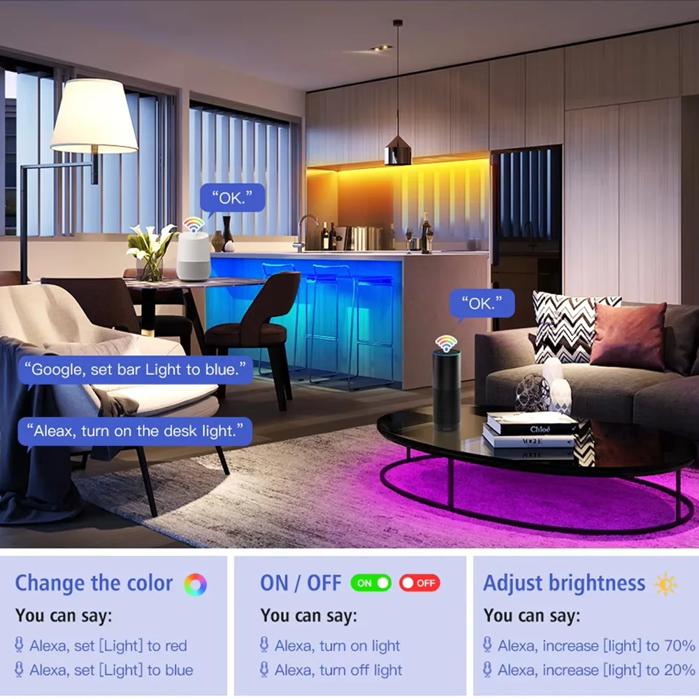Zigbee DC24V COB LED Strip Light 840leds/m 1-5M RGB High Density Flexible FOB COB Lights TV Bedroom Party DIY Decor Google Alexa