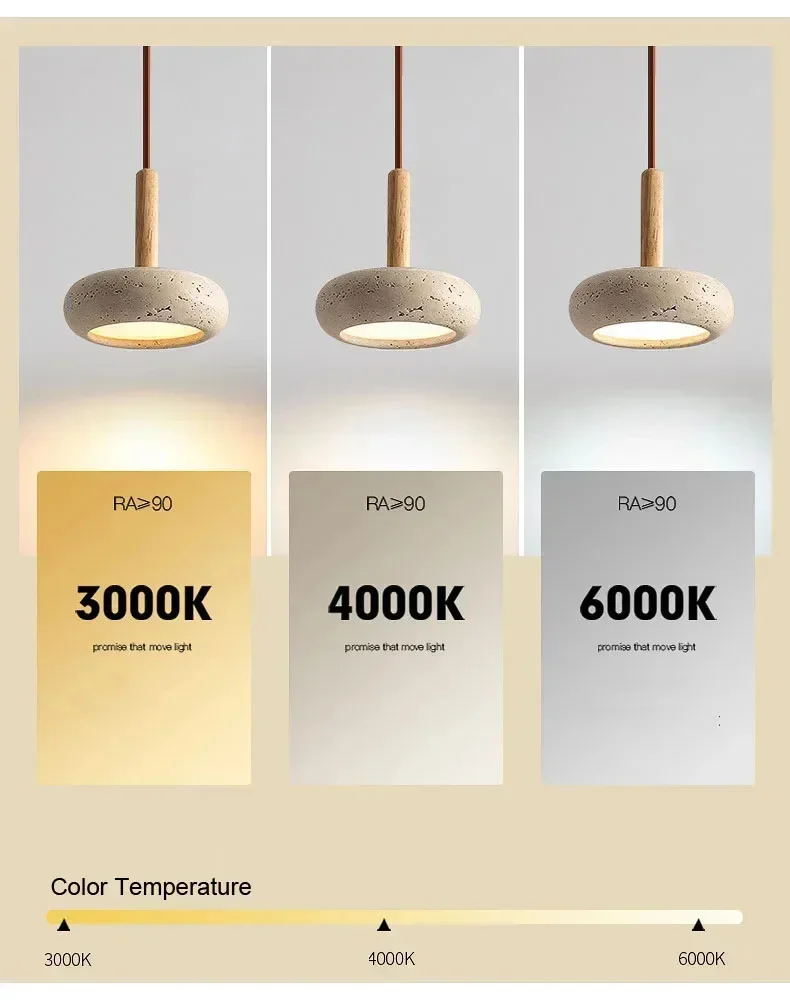 Wabi Sabi Yellow Travertine Stone Pendant Lights Hanging Bedside Small Droplight Round Wood Decora Lighting for Corridor Bedroom