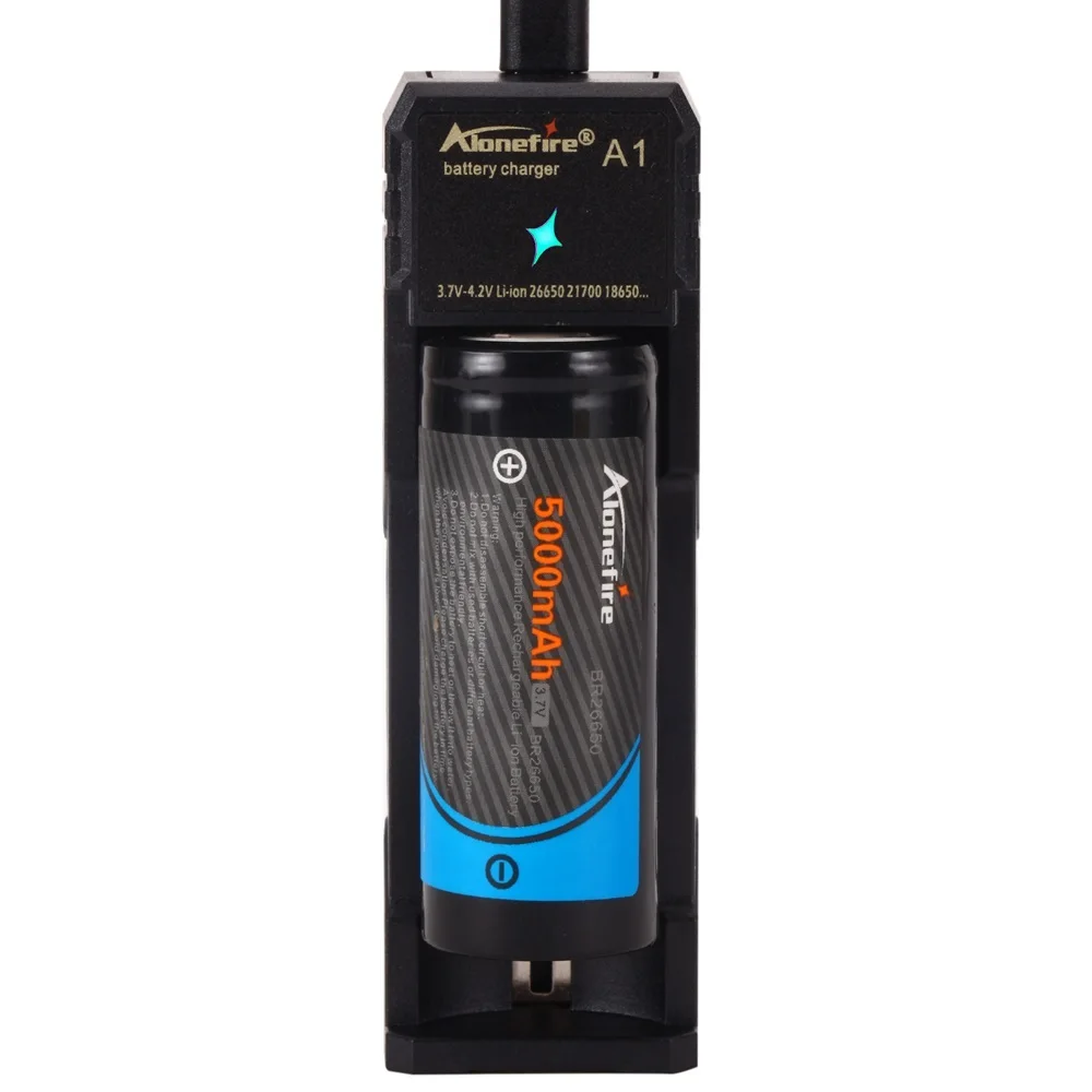 Alonefire A1 USB Charger 3.7V Rechargeable Flashlight Headlamp Torch Li-ion Battery Charger for 18650/16340/14500/21700/26650