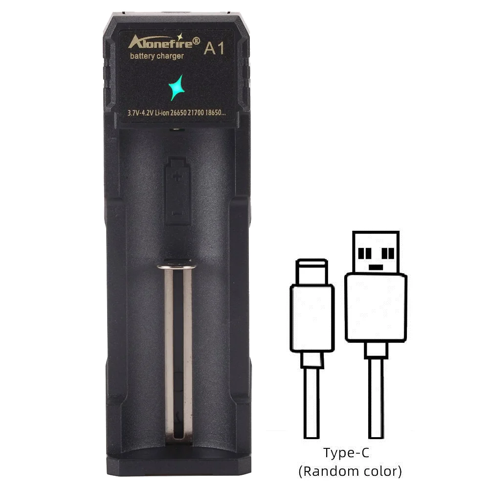 Alonefire A1 USB Charger 3.7V Rechargeable Flashlight Headlamp Torch Li-ion Battery Charger for 18650/16340/14500/21700/26650