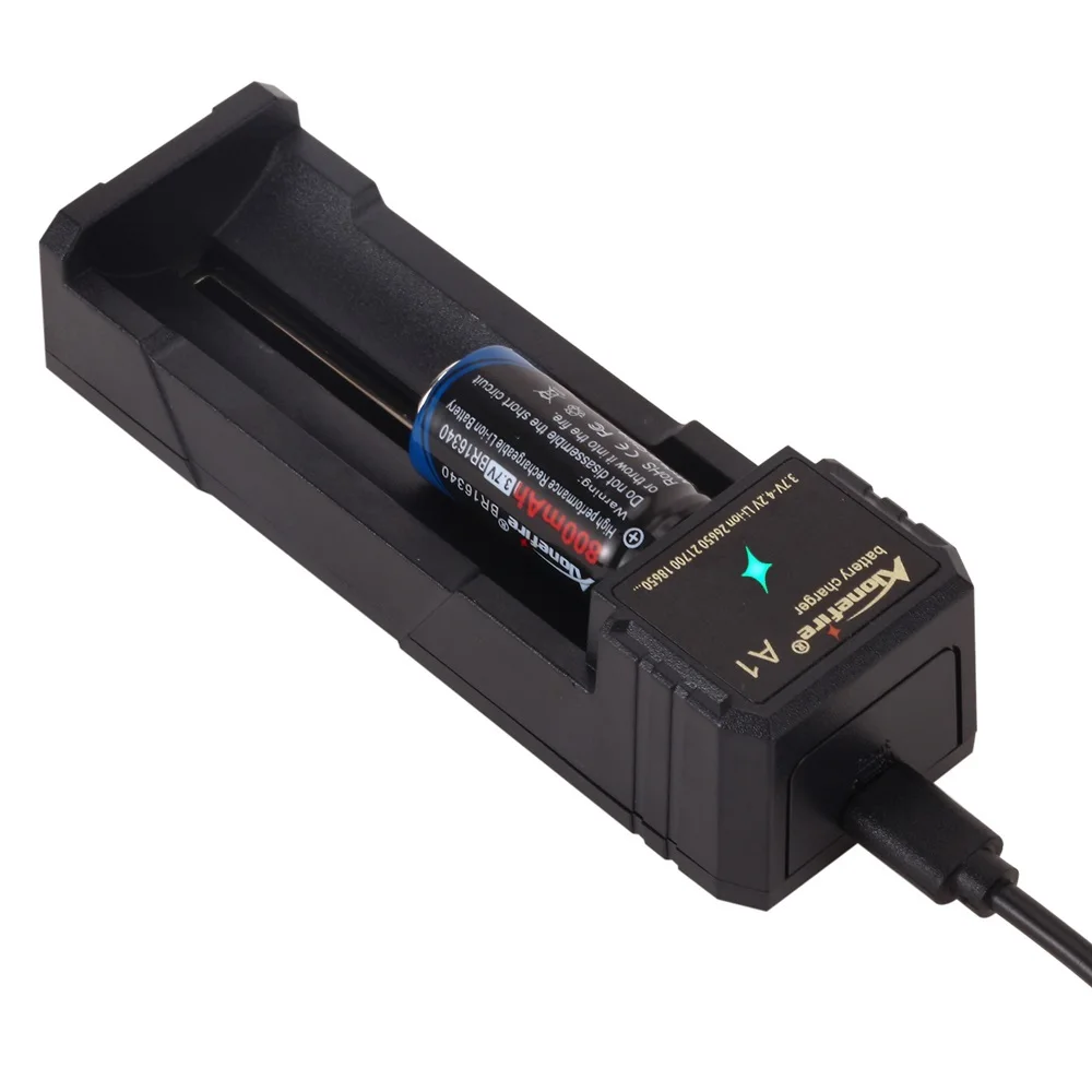 Alonefire A1 USB Charger 3.7V Rechargeable Flashlight Headlamp Torch Li-ion Battery Charger for 18650/16340/14500/21700/26650