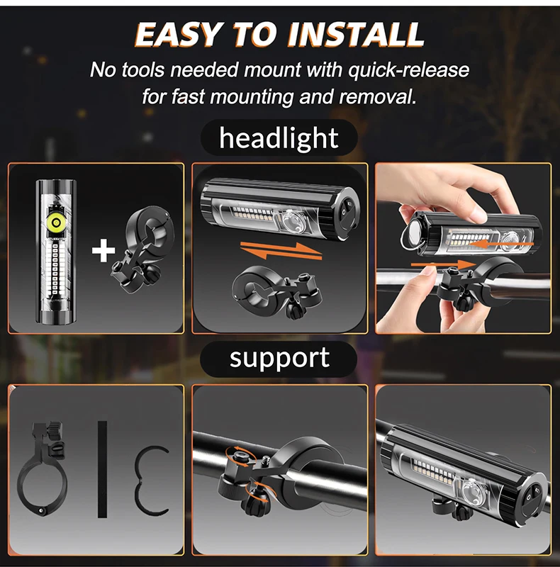 1500Lumen Aluminum Alloy Waterproof USB Charging 1800mAh Bicycle Front Light for MTB Road Cycling Lamp Accessories