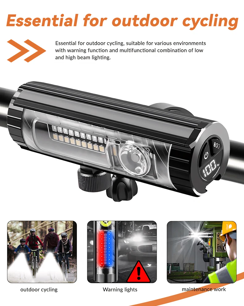 1500Lumen Aluminum Alloy Waterproof USB Charging 1800mAh Bicycle Front Light for MTB Road Cycling Lamp Accessories
