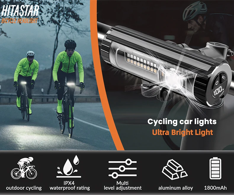 1500Lumen Aluminum Alloy Waterproof USB Charging 1800mAh Bicycle Front Light for MTB Road Cycling Lamp Accessories