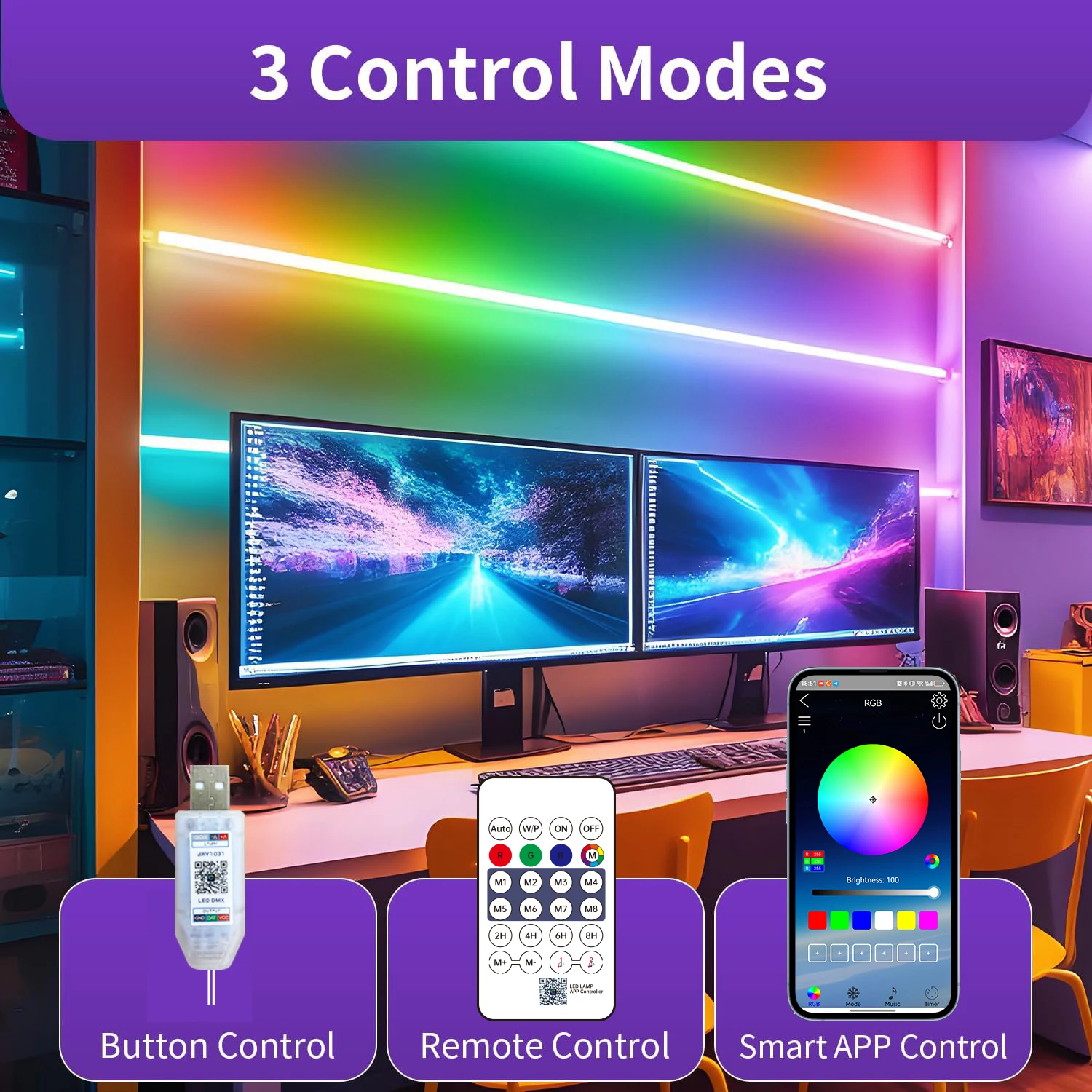 Bluetooth RGB Neon LED Strip 1-10m DC5V USB IP65 Waterproof Flexible Tape with App/Remote Control Music Sync for Home Decor