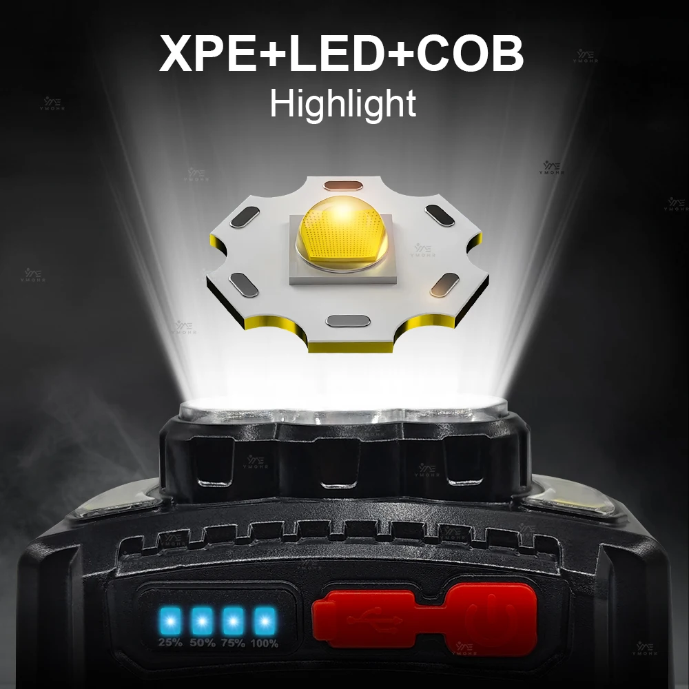 400000LM Headlamp Super Bright LED Headlamp USB Rechargeable Head Torch Built-in Battery 18650 Flashlight Outdoor Portable Light