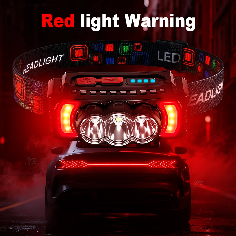 400000LM Headlamp Super Bright LED Headlamp USB Rechargeable Head Torch Built-in Battery 18650 Flashlight Outdoor Portable Light