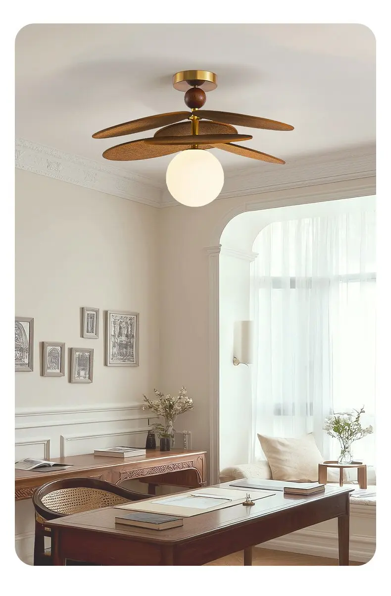 Rattan Weave Vintage Pendant Light Retro Restaurant Shop Hotel Chandelier Living Room Japan Hanging Lamp for Room Decor Lusutre