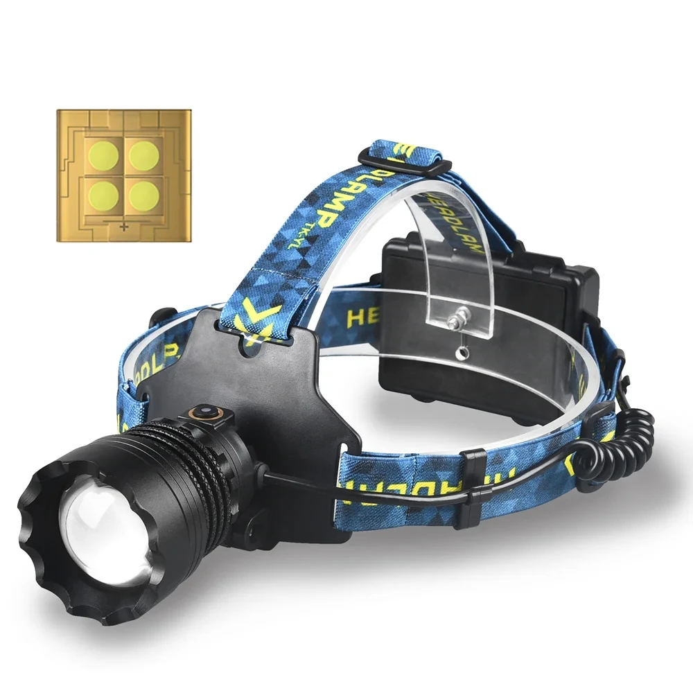 High Power LED Headlamp Spotlight Long-range Wick Headlight Super Bright Telescopic Zoom Head Lamp Flashlight Fishing Light