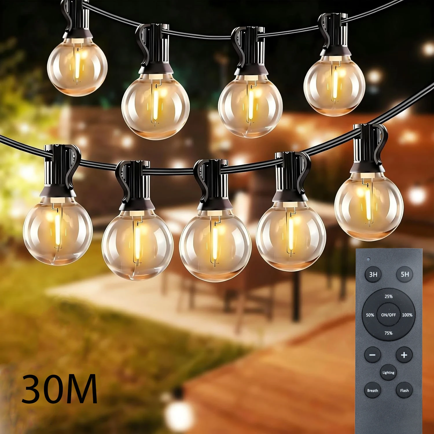 Festoon G40 LED Remote Globe String Fairy Lights Outdoor For Christmas Party Garden Birthday Garland Street Patio Decor Lamps