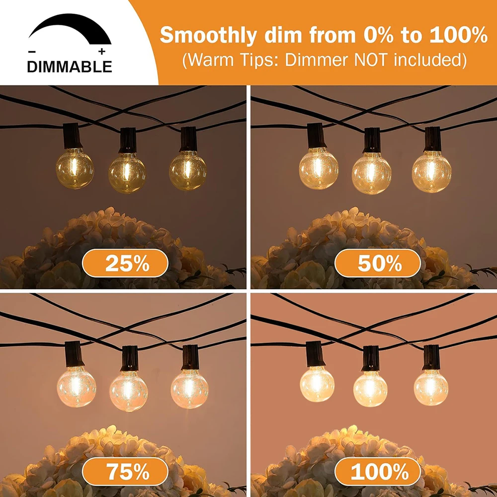 Festoon G40 LED Remote Globe String Fairy Lights Outdoor For Christmas Party Garden Birthday Garland Street Patio Decor Lamps