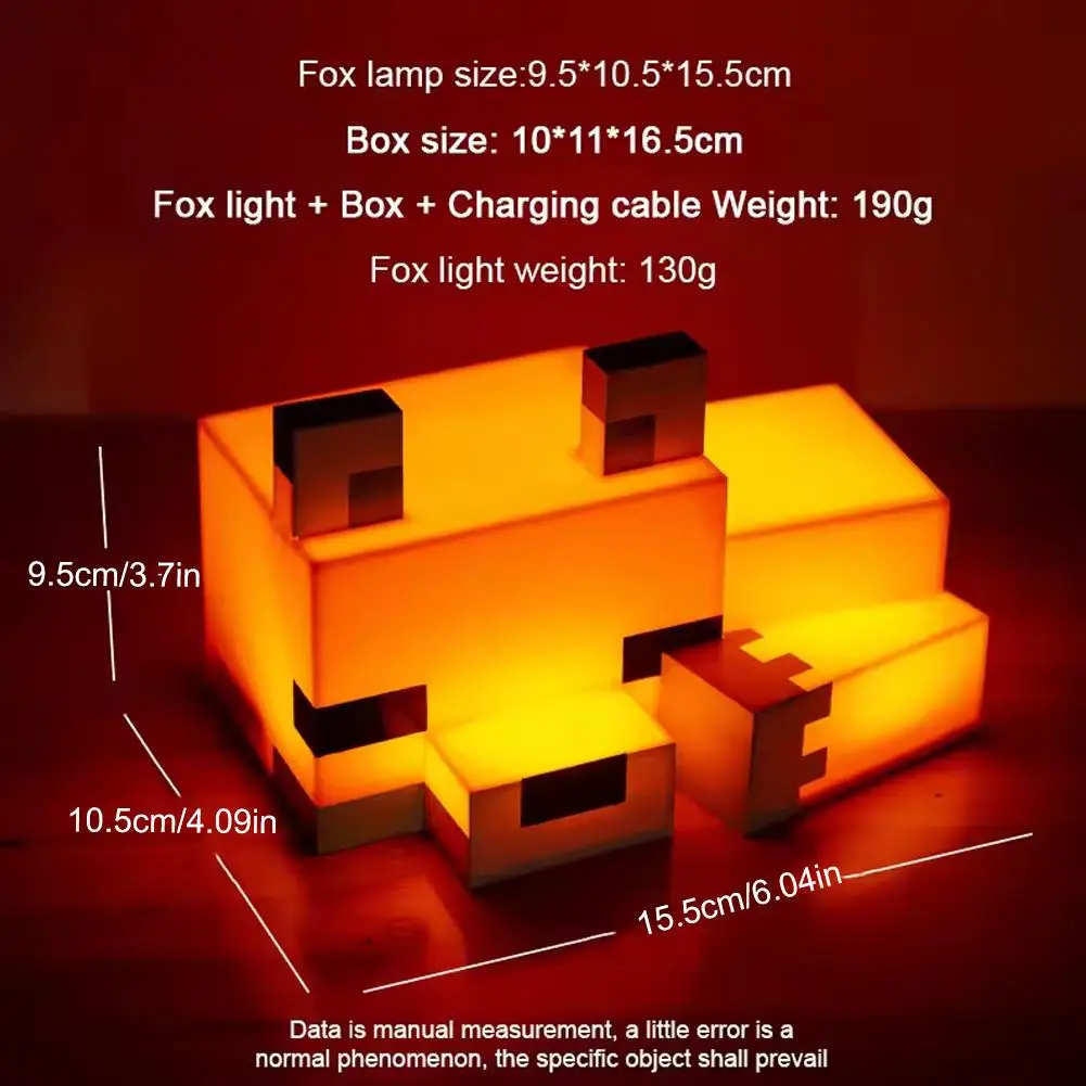 1/2pcs MC Game Cute Fox Night Light Soft Orange Glow Desk Lamp Home Atmosphere Luminous Table Lamp for Playrooms or Children