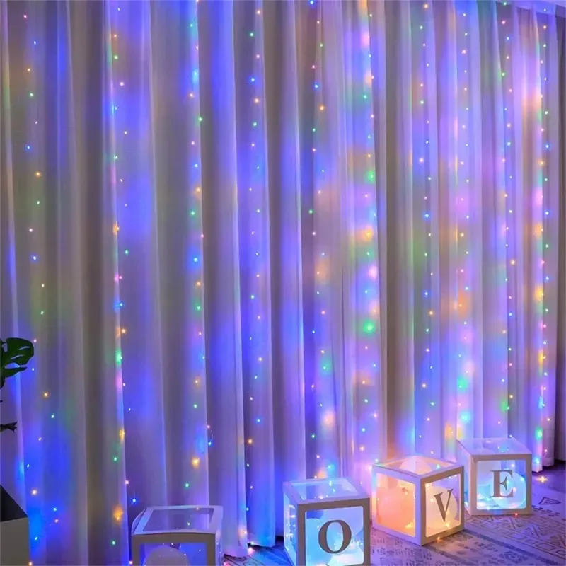 Festoon LED Curtain Light String Battery Operated Muslim Ramadan Home Courtyard Decoration Wedding Outdoor Garland Eid Mubarak