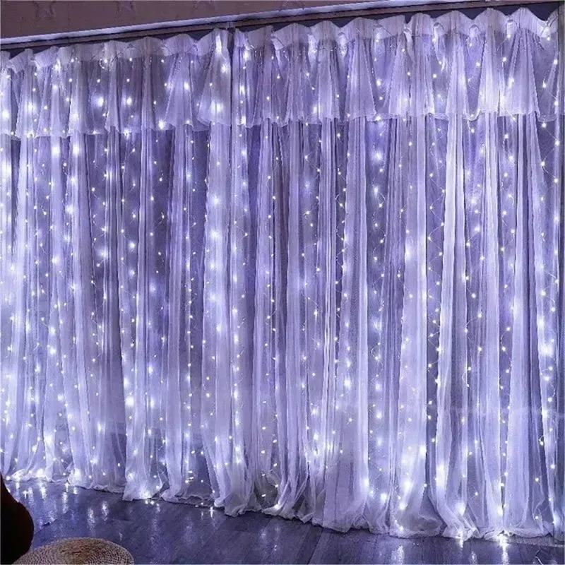 Festoon LED Curtain Light String Battery Operated Muslim Ramadan Home Courtyard Decoration Wedding Outdoor Garland Eid Mubarak