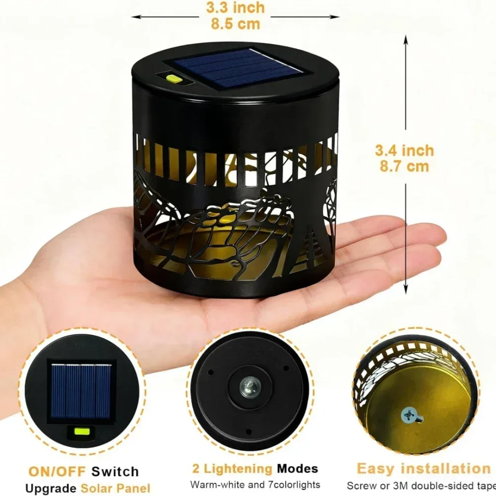 Solar Mandala Wall Lamp Outdoor LED Waterproof Fence Lamp for Garden Lawn Estate Porch Corridor Courtyard Decoration Wall Light