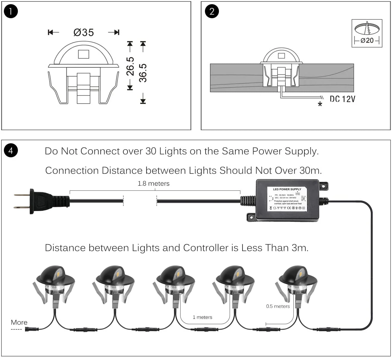 QACA Aluminum Led Deck Lights 10/16-Pack for Patio Led Deck Lighting Lamp for Outdoor Garden Fencing Porch Stairs Villa Decor