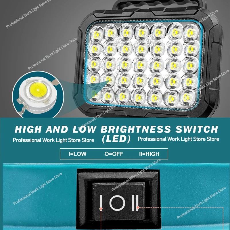 For Makita LED Working Light Lantern 18V Li-ion Battery Emergency Lamp Flashlight Torch Spotlight With Dual USB Camping Lighting
