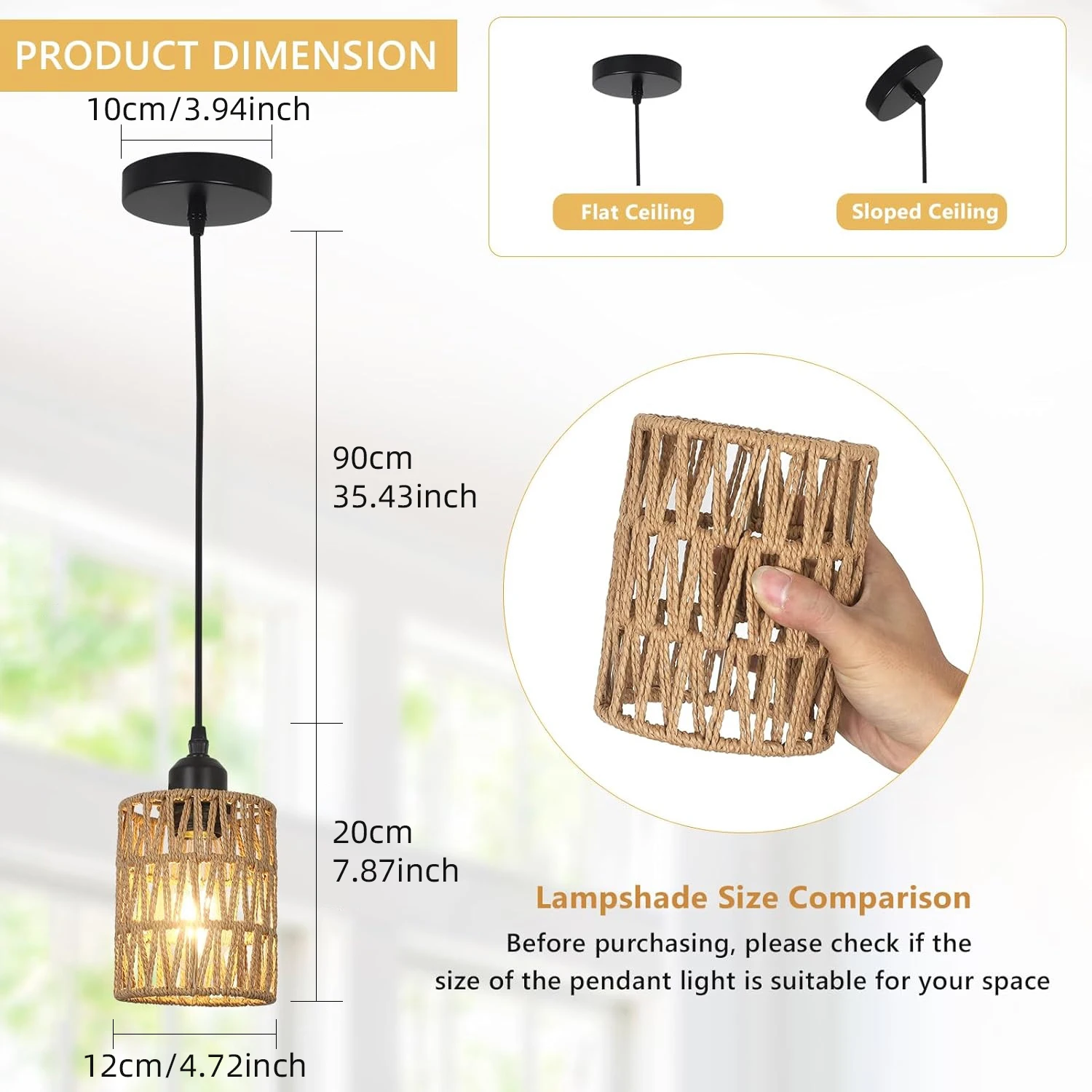 American Imitation Hemp Rope Rattan Hand-woven Ceiling Lamp South East Asia Style Restaurant Hotel Aisle Chandelier