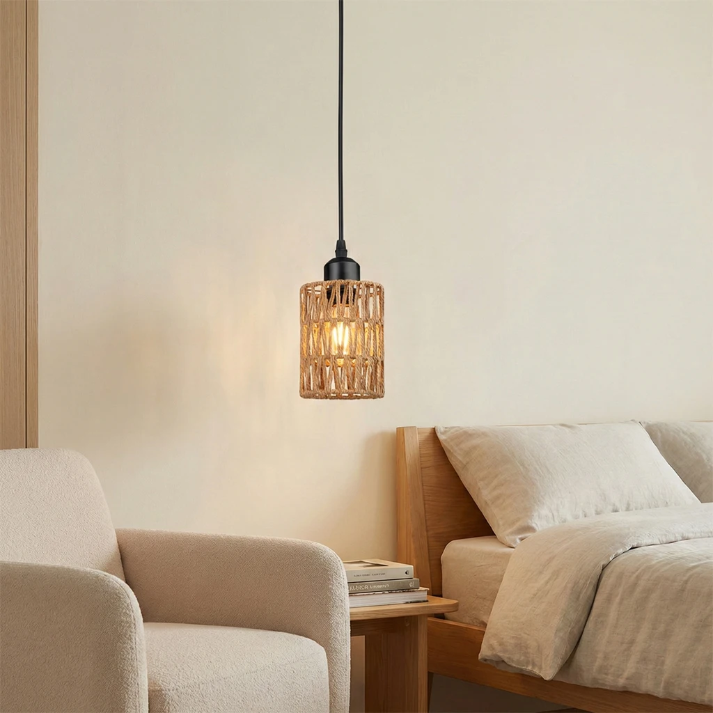 American Imitation Hemp Rope Rattan Hand-woven Ceiling Lamp South East Asia Style Restaurant Hotel Aisle Chandelier
