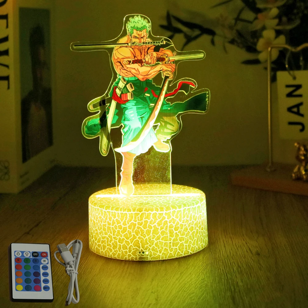 LED Night Light Anime Figure One Piece Luffy Zoro Figures Lamp PVC Action Collection Bedside Table Decoration Kid Christmas Gift
