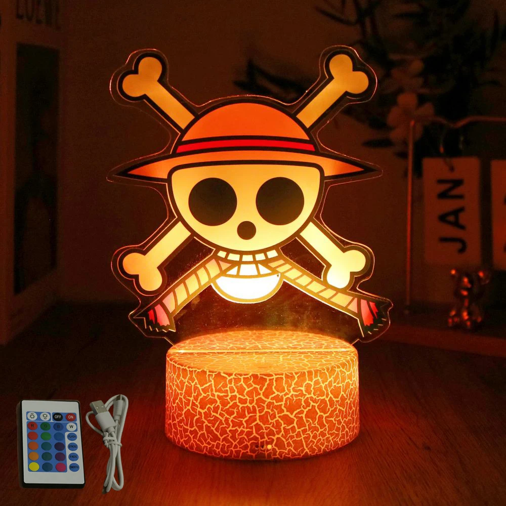 LED Night Light Anime Figure One Piece Luffy Zoro Figures Lamp PVC Action Collection Bedside Table Decoration Kid Christmas Gift