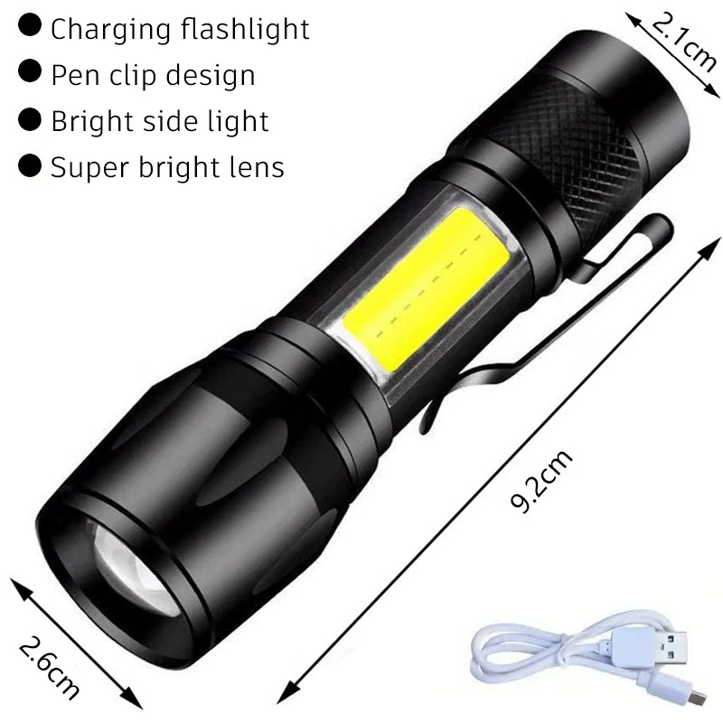 Rechargeable LED Flashlight 10000LM Zoomable Torch Waterproof 5 Modes with LCD Display Charging for Camping Hiking Emergency