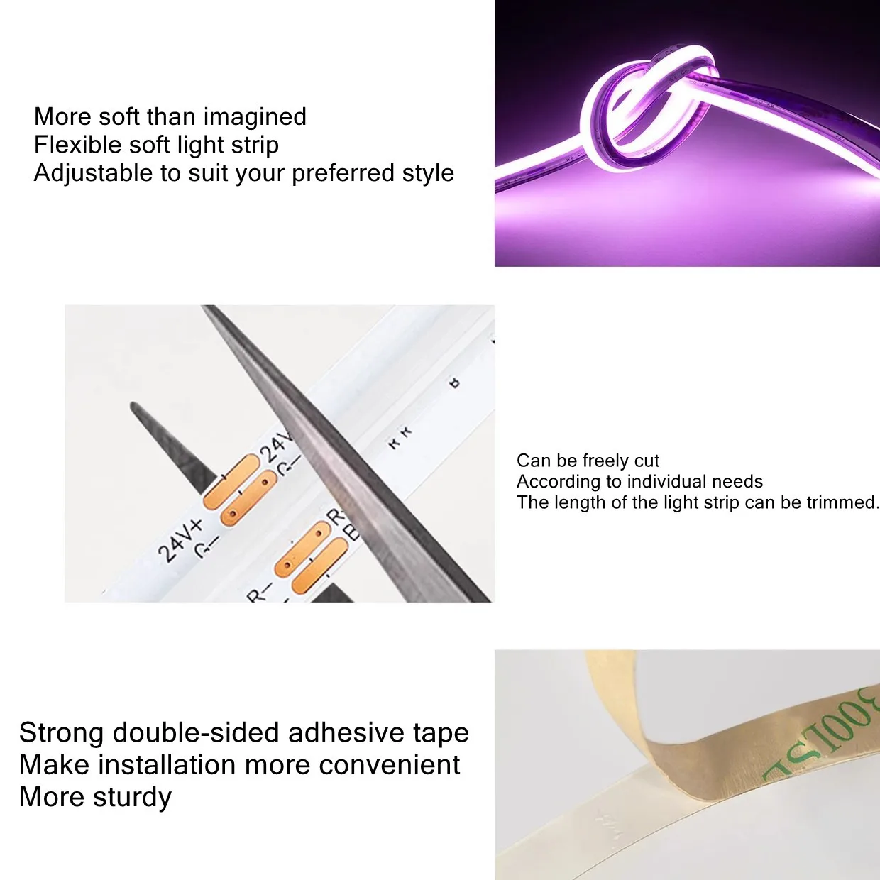DC12V/24V RGB COB LED Strip 8mm/10mm Width 576LEDs/M High Density RA95 Flexible Tape for DIY Living Room Bedroom Decor Lighting