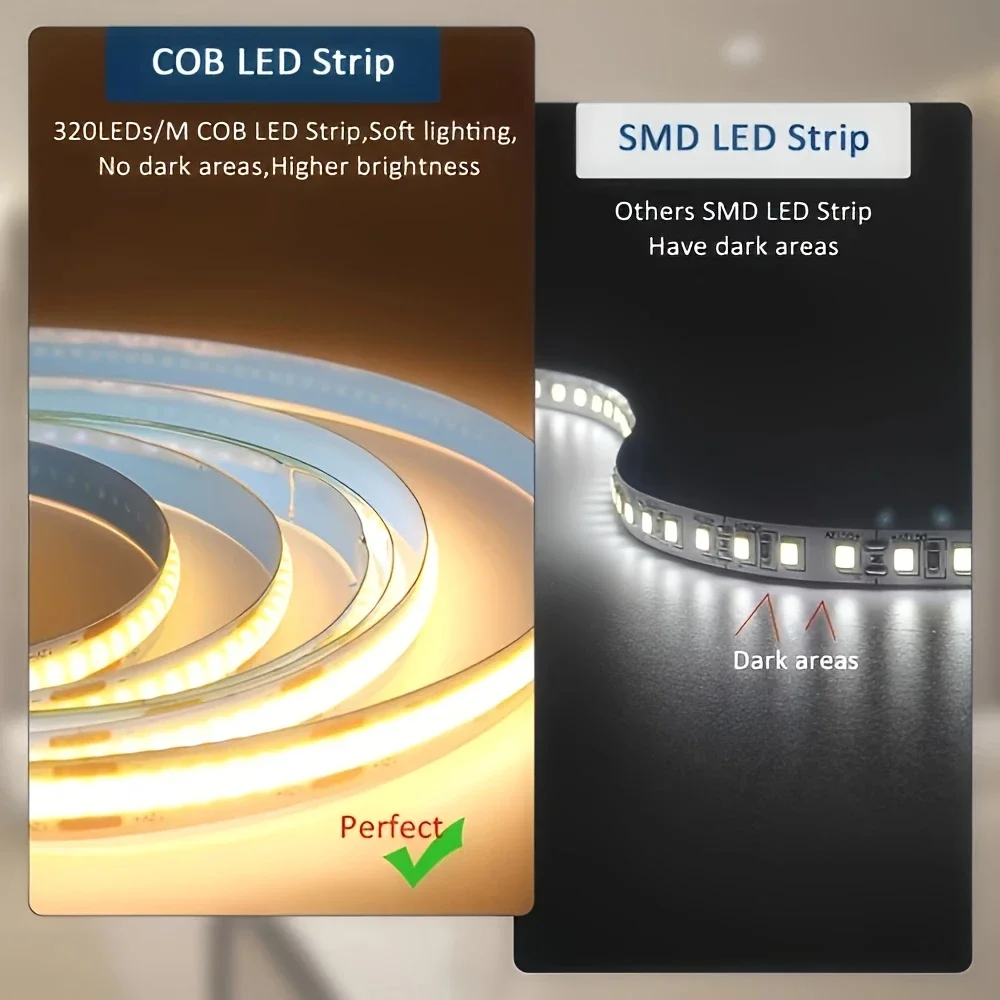3mm 5mm COB LED Strip 12V 24V Dimmable 3000K 4000K 6000K High Density Flexible LED Light For Home Decor RA90 LED Strip Lights