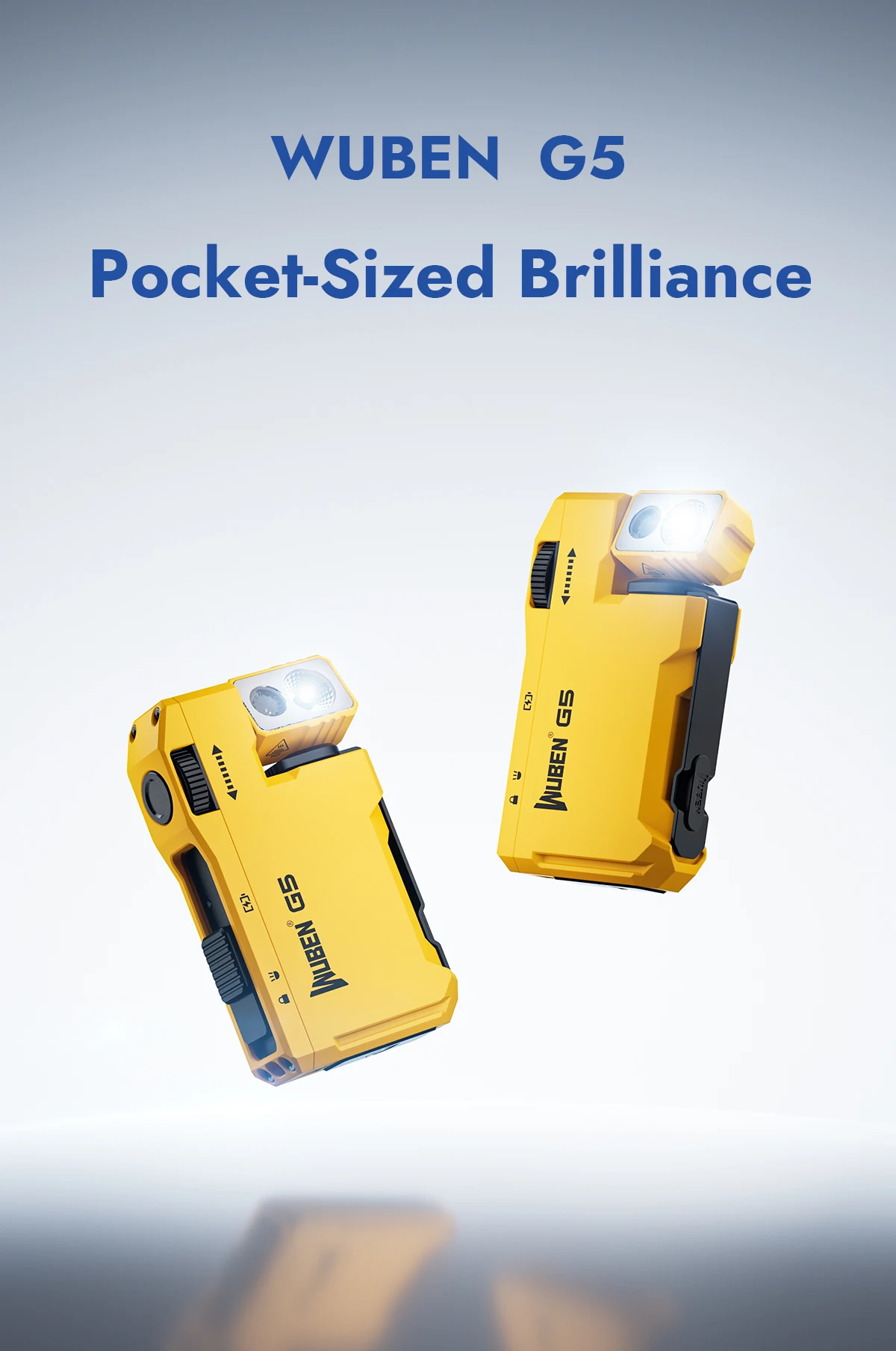 WUBEN G5 Yellow Flashlight 400Lm RGB 180° Rotating Head Magnetic Keychain Type-C Fast Charge 65H IP65 Compact & Rugged