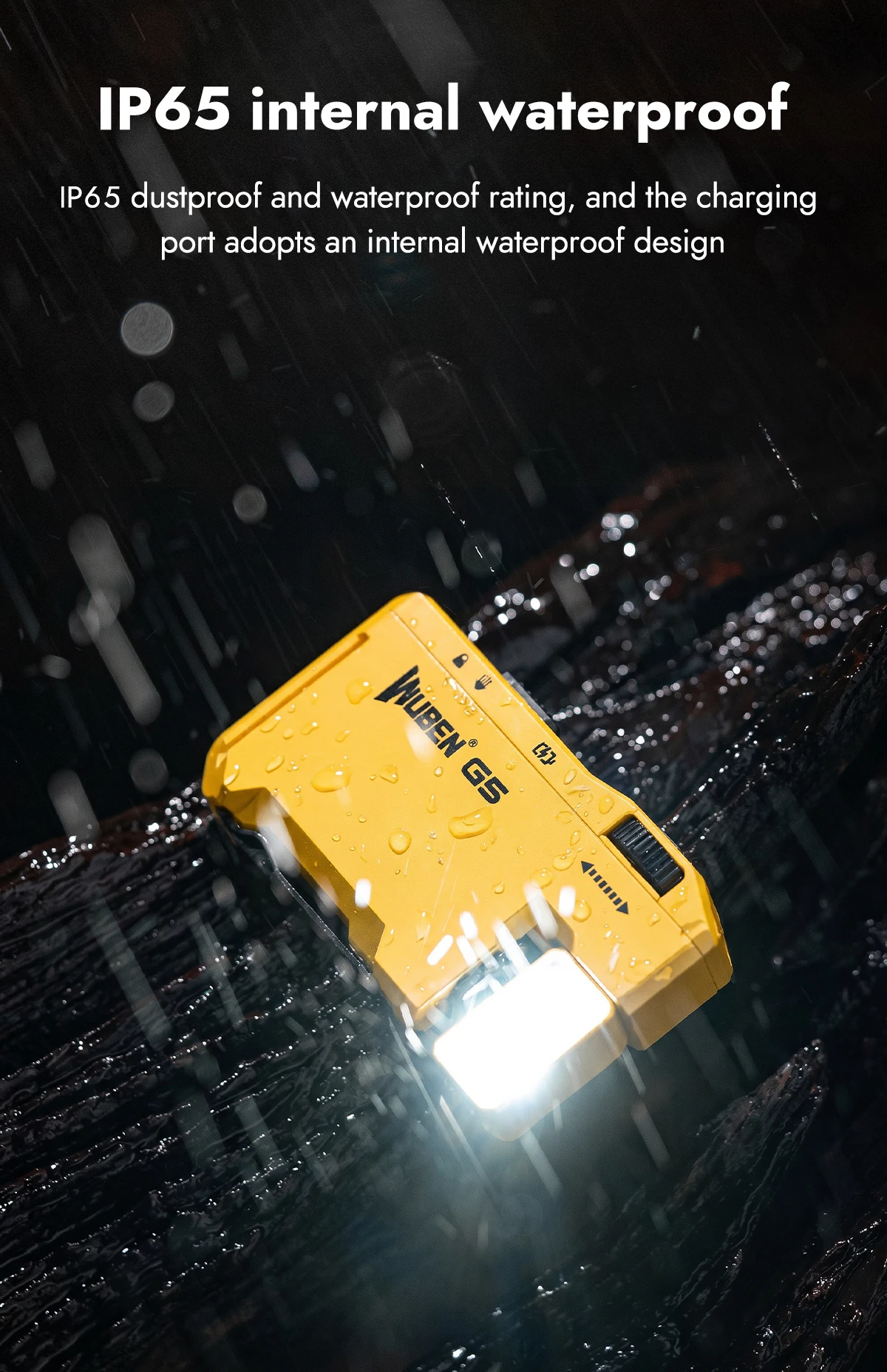 WUBEN G5 Yellow Flashlight 400Lm RGB 180° Rotating Head Magnetic Keychain Type-C Fast Charge 65H IP65 Compact & Rugged